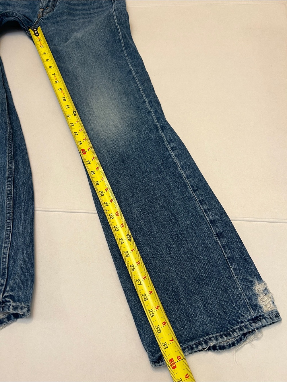MOTHER Mid Blue Straight Leg Jeans - Picture 13 of 16